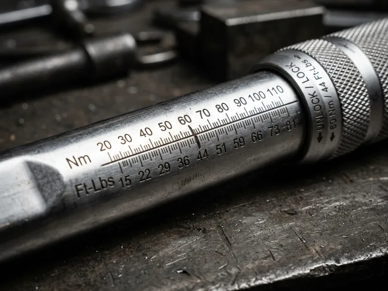 Dual-scale torque wrench dial close-up
