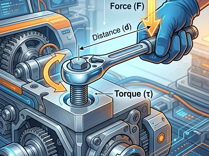 Diagram showing torque force and distance